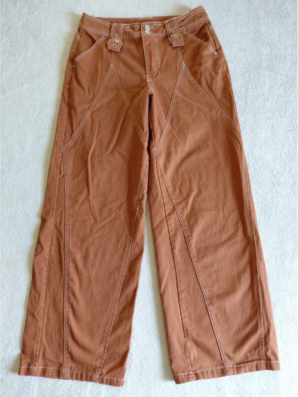 Baggy Jeans Womens Size 9 Buckle Brown Wide Leg Cali 1950